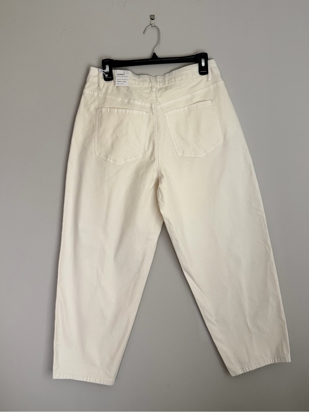 High-Waist Cream Cotton Pants size 8 NWT - Picture 2 of 4